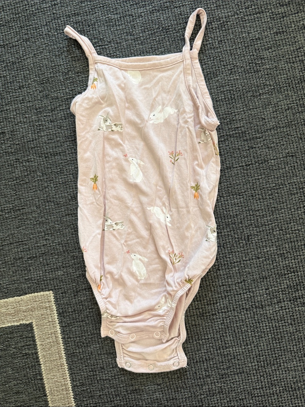 Kyte BABY Pale Pink Sleeveless Bunny & Carrot One-Piece